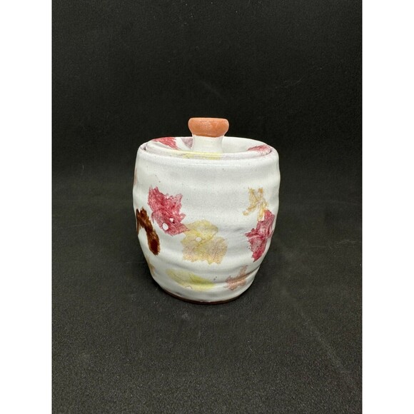 Studio Art Pottery Lidded Sugar Jar Handmade Bowl Pot Squirrel Painted Crayon - Picture 3 of 10